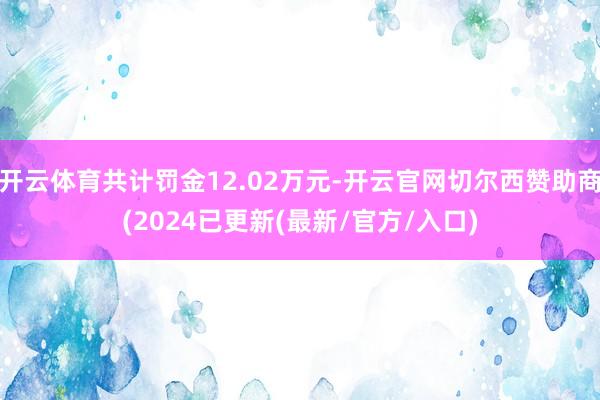 开云体育共计罚金12.02万元-开云官网切尔西赞助商(2024已更新(最新/官方/入口)