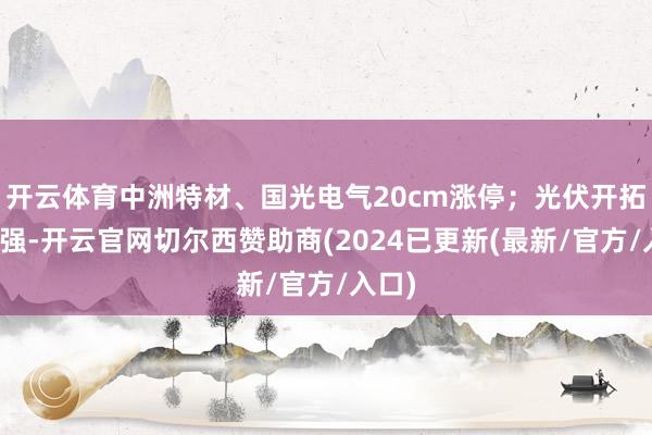 开云体育中洲特材、国光电气20cm涨停；光伏开拓股走强-开云官网切尔西赞助商(2024已更新(最新/官方/入口)